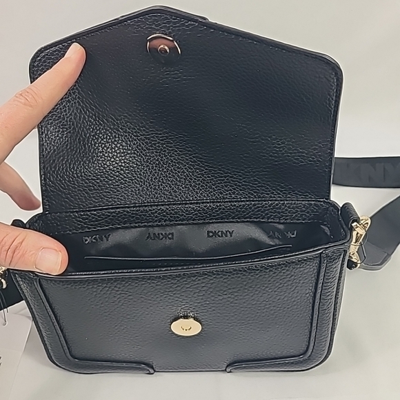 NWT DKNY Maxxe Mini Flap Crossbody Bag Black Gold Hardware 7.5"x5" RETAIL $139 - Picture 9 of 10